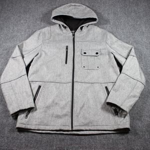 BKE Sport Jacket Mens XL Gray Hooded Softshell Fleece Lined Zip